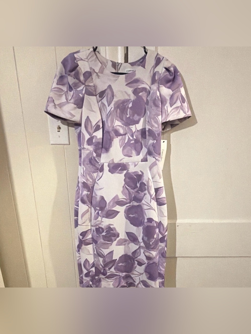 Calvin Klein Lavender Floral Midi Sheath Dress